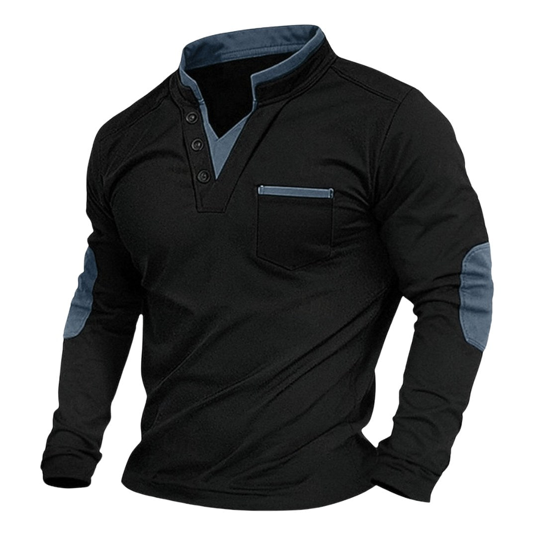 Jens | Men's V-Neck Jumper, Elegant Knit Jumper | Bella Blue | Brown