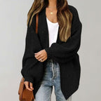 Johanna | Women's Oversized Open-Front Cardigan, Relaxed Layering Cardigan | Bella Blue | Black
