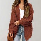 Johanna | Women's Oversized Open-Front Cardigan, Relaxed Layering Cardigan | Bella Blue | Black