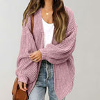 Johanna | Women's Oversized Open-Front Cardigan, Relaxed Layering Cardigan | Bella Blue | Black
