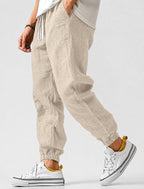 Jonas | Men's Jogger Trousers with Drawstring, Tapered-Fit Summer Trousers | Bella Blue | Khaki