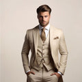Jonathan | Men's Three-Piece Tailored Suit, Jacket Waistcoat and Trousers Formalwear | Bella Blue | Beige