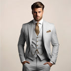 Jonathan | Men's Three-Piece Tailored Suit, Jacket Waistcoat and Trousers Formalwear | Bella Blue | Grey