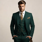 Jonathan | Men's Three-Piece Tailored Suit, Jacket Waistcoat and Trousers Formalwear | Bella Blue | Dark Green