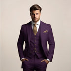 Jonathan | Men's Three-Piece Tailored Suit, Jacket Waistcoat and Trousers Formalwear | Bella Blue | Dark Purple