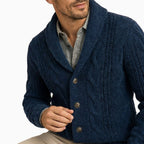 Jordan | Men's Button-Up Cardigan, Structured Knit Jumper | Bella Blue