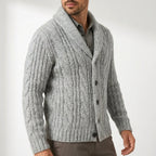 Jordan | Men's Button-Up Cardigan, Structured Knit Jumper | Bella Blue