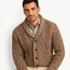 Jordan | Men's Button-Up Cardigan, Structured Knit Jumper | Bella Blue