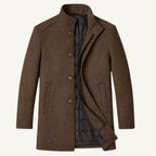 Jordan | Men's Wool Overcoat, Classic Wool Coat | Bella Blue | Brown