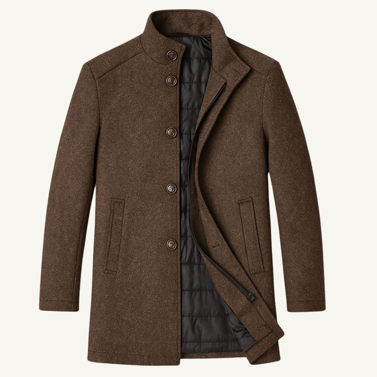 Jordan | Men's Wool Overcoat, Classic Wool Coat | Bella Blue | Brown