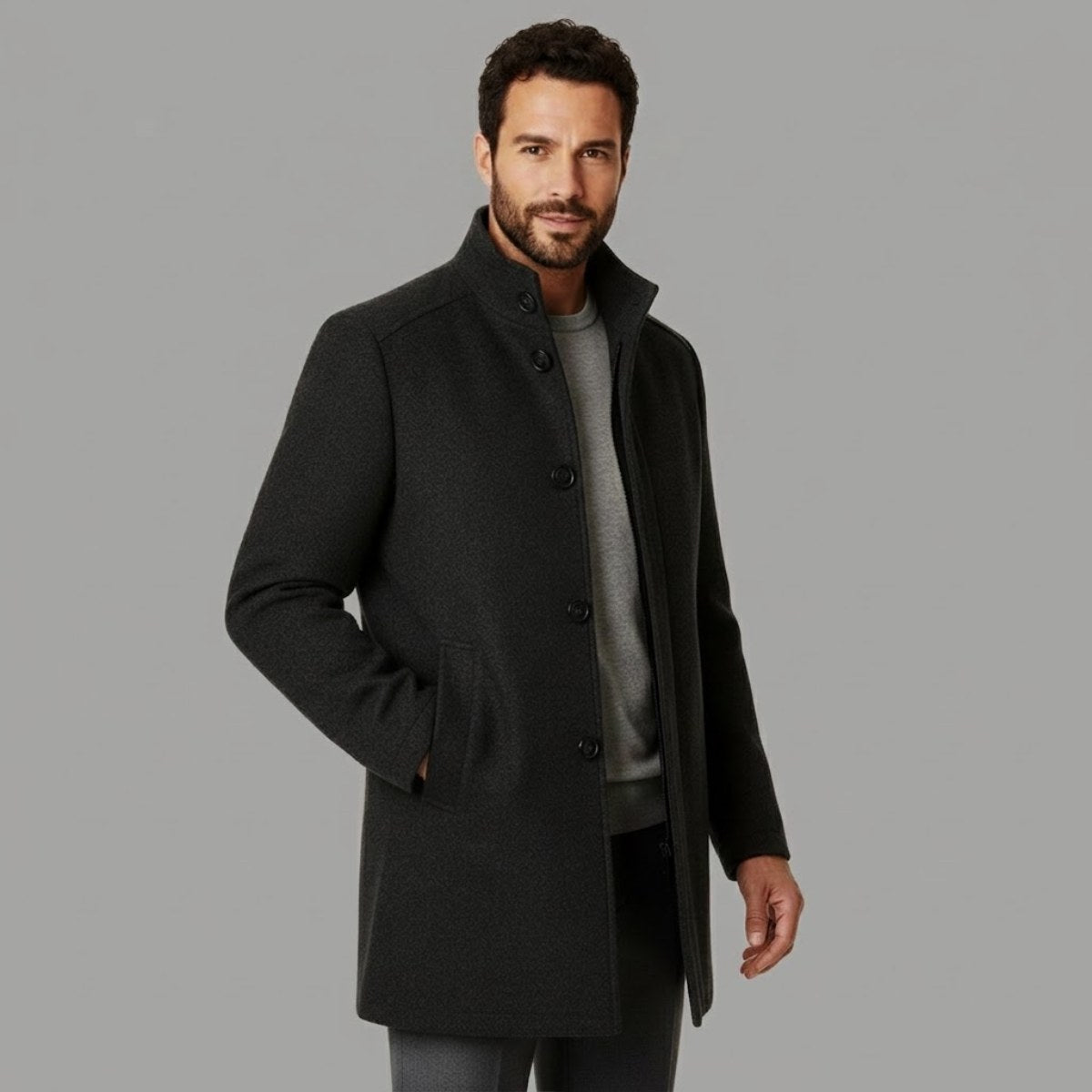 Jordan | Men's Wool Overcoat, Classic Wool Coat | Bella Blue