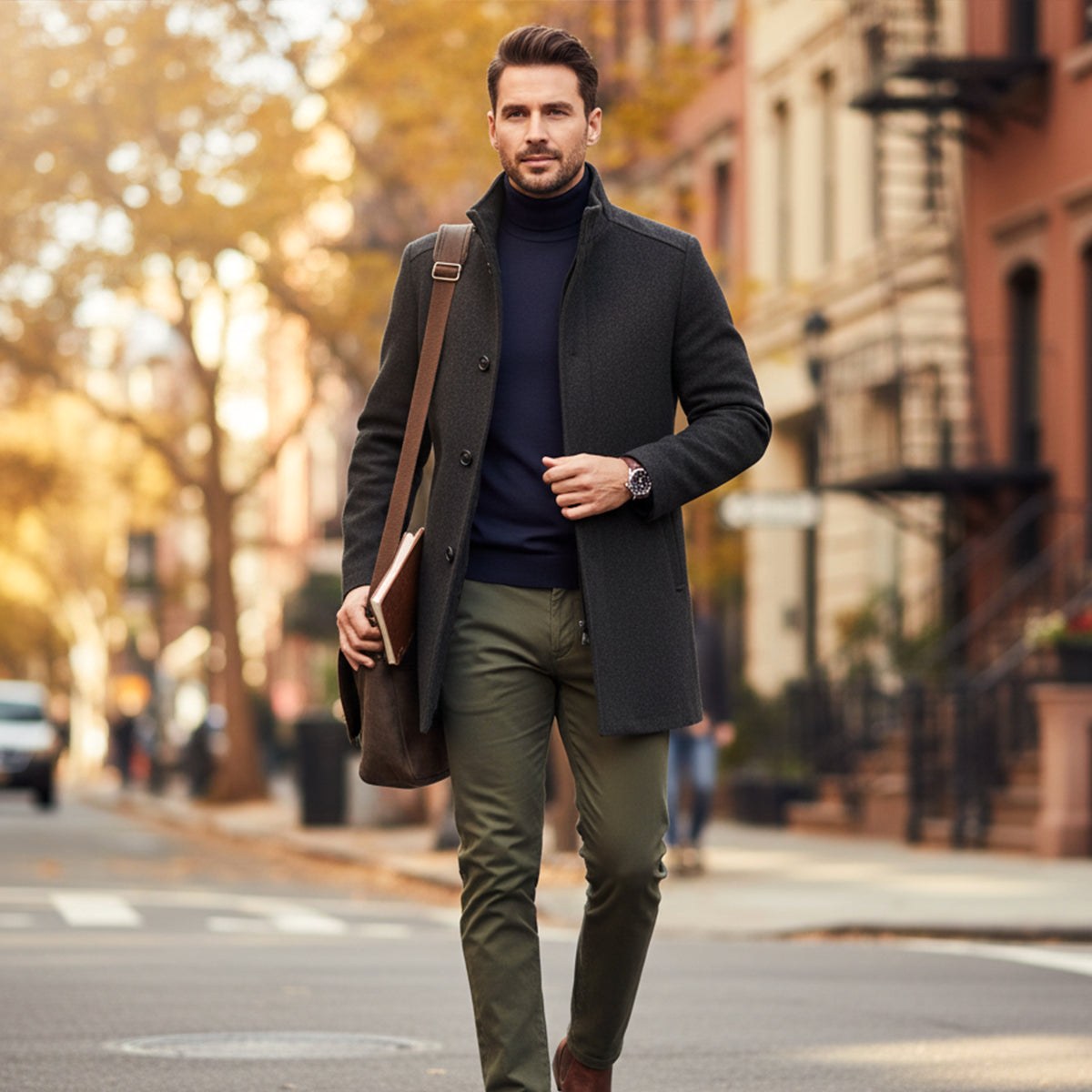 Jordan | Men's Wool Overcoat, Classic Wool Coat | Bella Blue