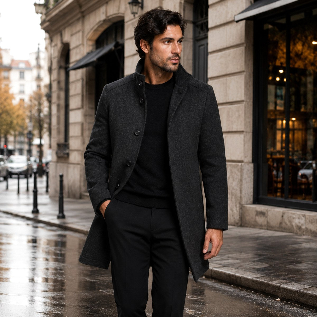 Jordan | Men's Wool Overcoat, Classic Wool Coat | Bella Blue