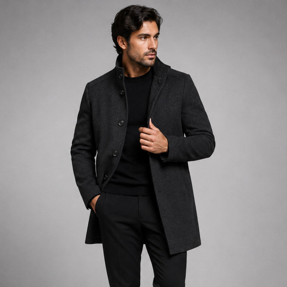 Jordan | Men's Wool Overcoat, Classic Wool Coat | Bella Blue