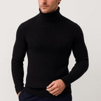 Joseph | Men's Ribbed Roll-Neck Jumper, Thermal Knit Autumn Jumper | Bella Blue