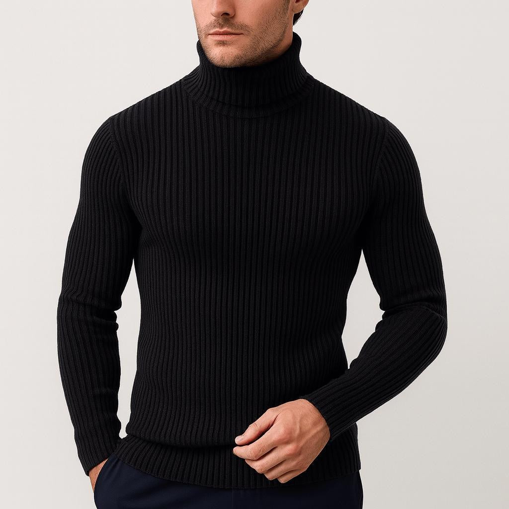 Joseph | Men's Ribbed Roll-Neck Jumper, Thermal Knit Autumn Jumper | Bella Blue