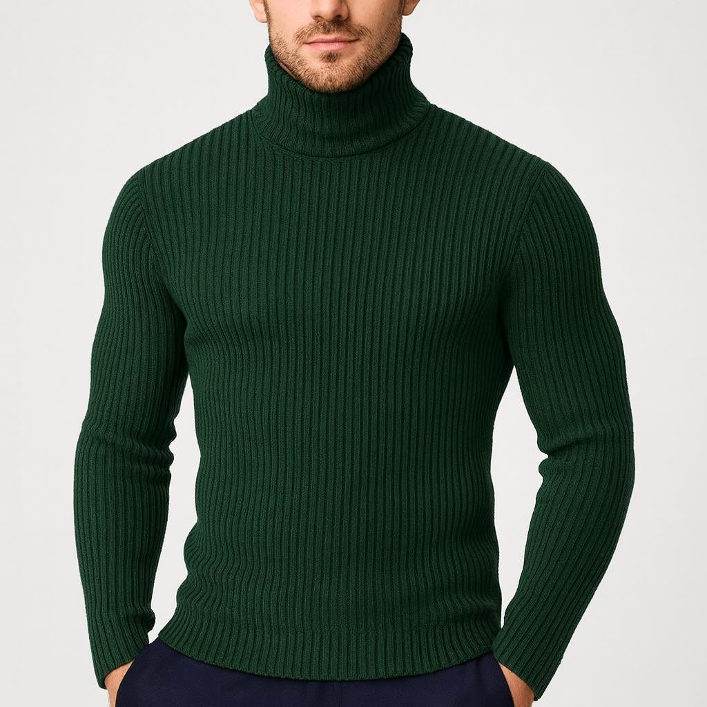 Joseph | Men's Ribbed Roll-Neck Jumper, Thermal Knit Autumn Jumper | Bella Blue