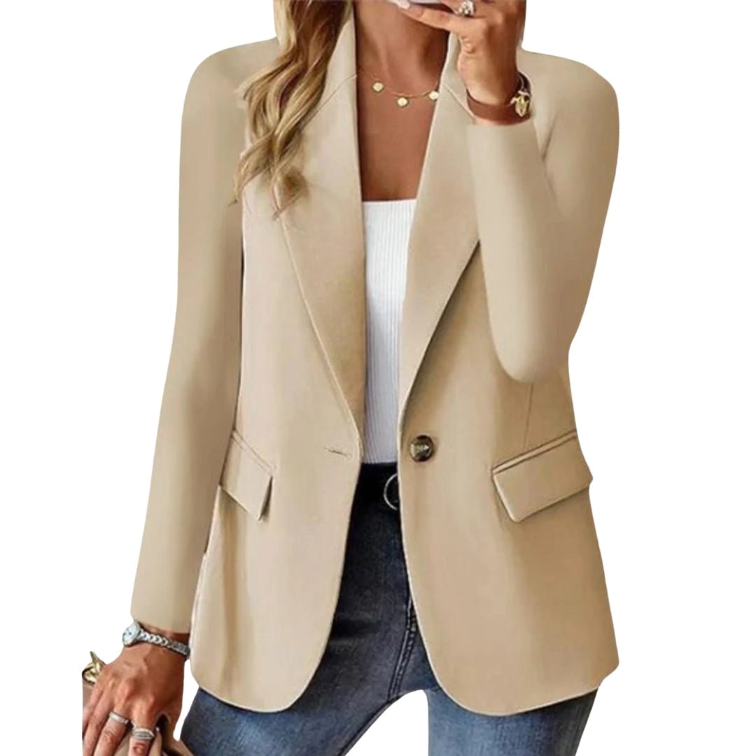 Josephine | Women's Long Sleeve Blazer, Notched Lapel Blazer Suit | Bella Blue | Beige
