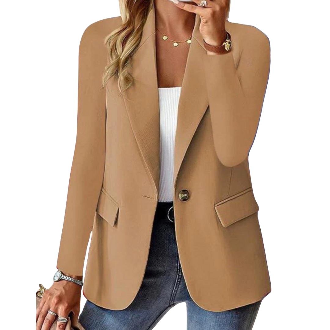 Josephine | Women's Long Sleeve Blazer, Notched Lapel Blazer Suit | Bella Blue | Brown