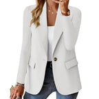 Josephine | Women's Long Sleeve Blazer, Notched Lapel Blazer Suit | Bella Blue | White