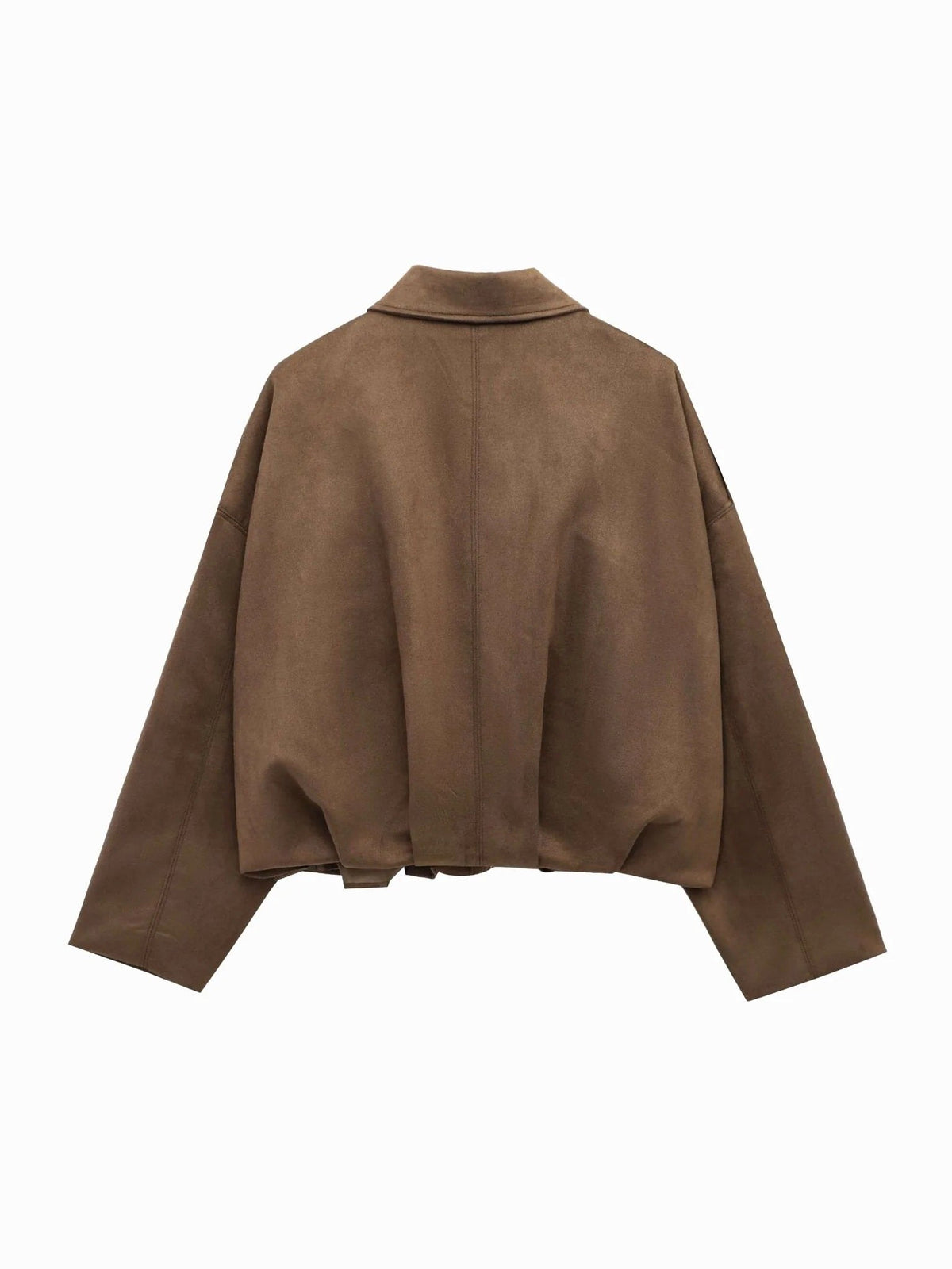 Josette | Women's Faux Suede Collared Bomber Jacket, Structured Collar Jacket | Bella Blue