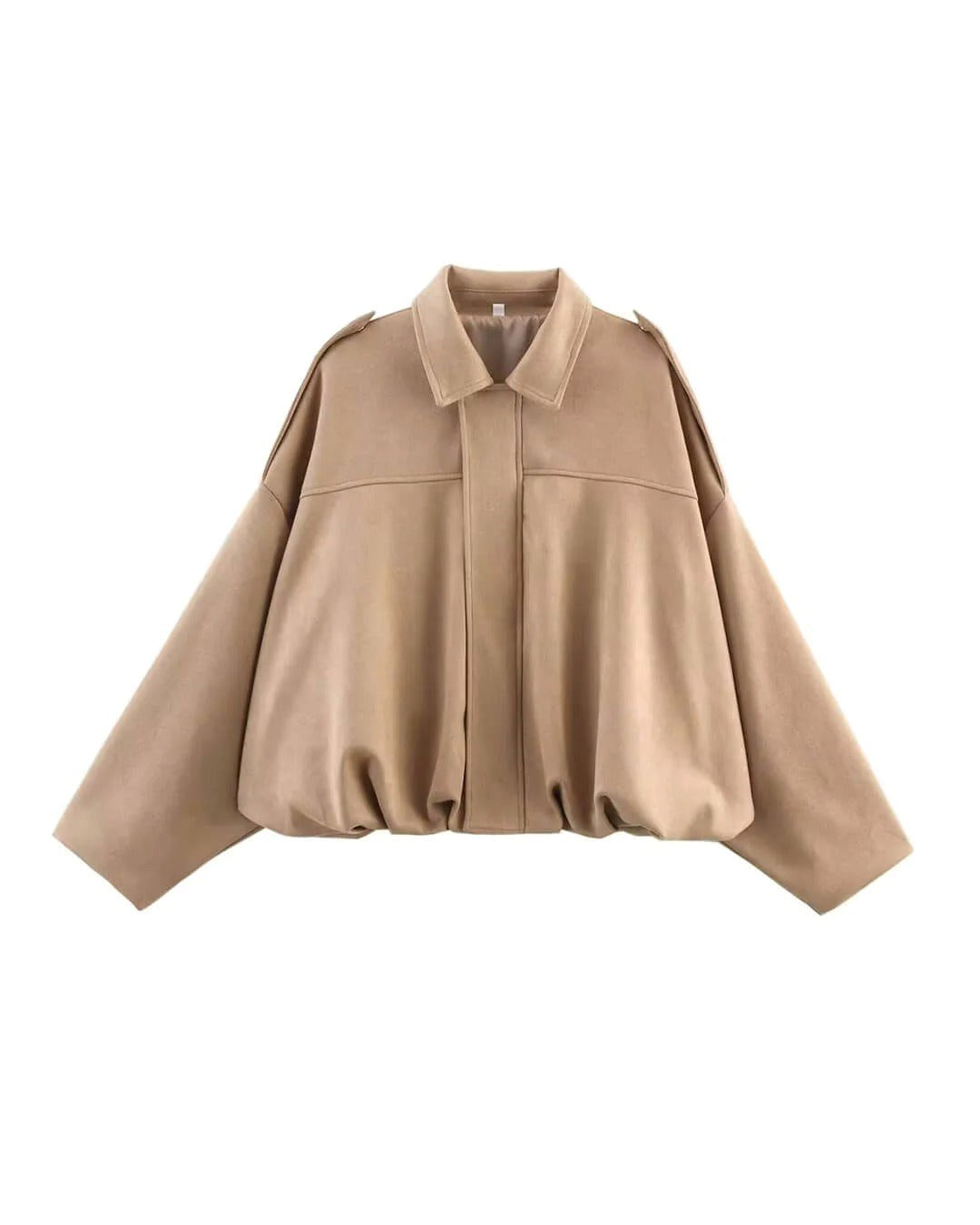 Josette | Women's Faux Suede Collared Bomber Jacket, Structured Collar Jacket | Bella Blue