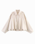Josette | Women's Faux Suede Collared Bomber Jacket, Structured Collar Jacket | Bella Blue