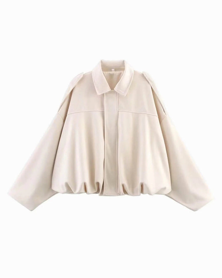 Josette | Women's Faux Suede Collared Bomber Jacket, Structured Collar Jacket | Bella Blue
