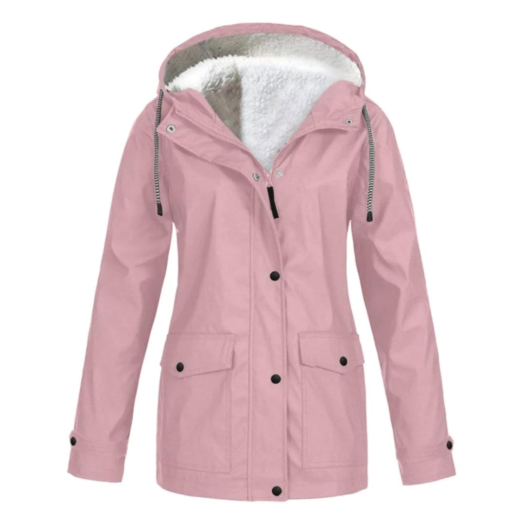 Judith | Women's Windproof Hooded Rain Jacket, Lightweight Autumn Coat | Bella Blue | Pink