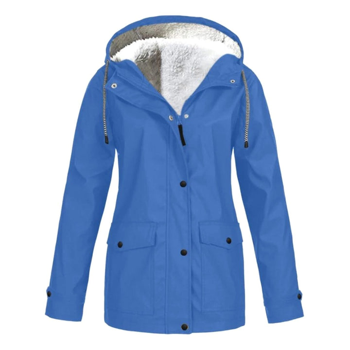 Judith | Women's Windproof Hooded Rain Jacket, Lightweight Autumn Coat | Bella Blue | Black