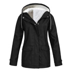 Judith | Women's Windproof Hooded Rain Jacket, Lightweight Autumn Coat | Bella Blue | Grey