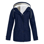 Judith | Women's Windproof Hooded Rain Jacket, Lightweight Autumn Coat | Bella Blue | Red