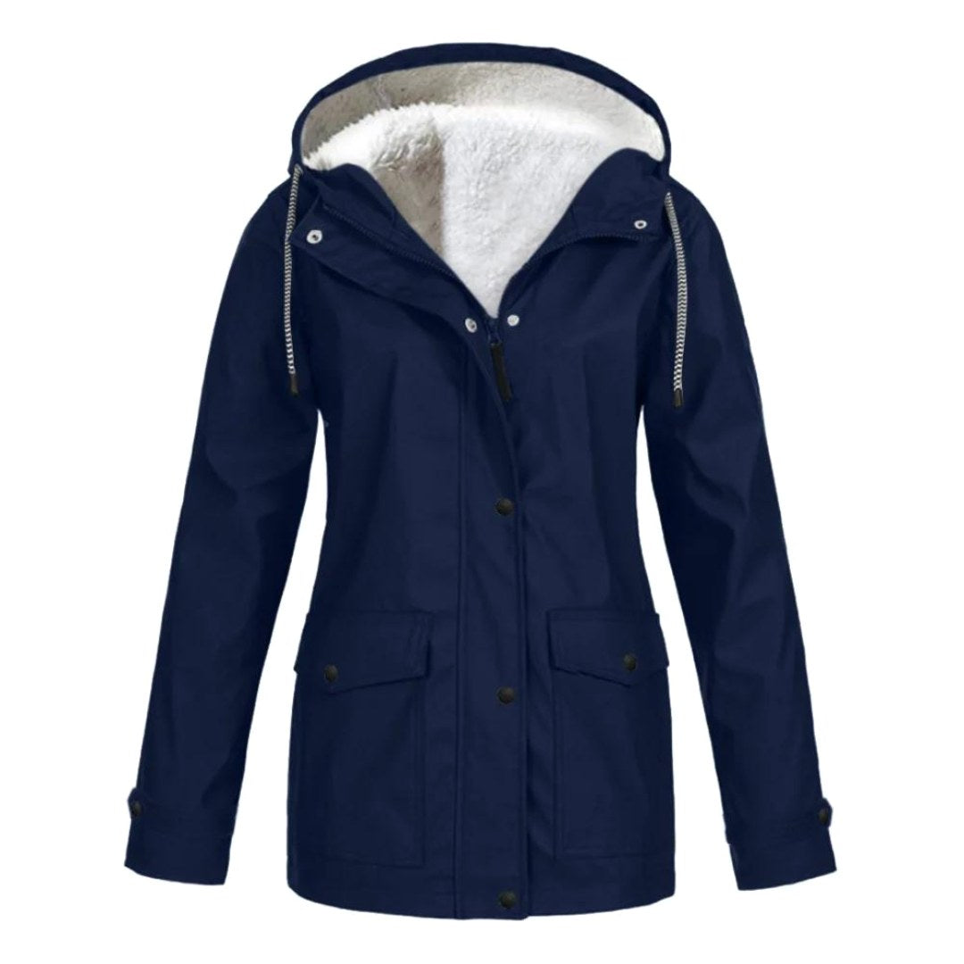 Judith | Women's Windproof Hooded Rain Jacket, Lightweight Autumn Coat | Bella Blue | Red