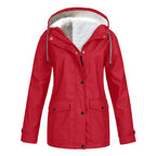Judith | Women's Windproof Hooded Rain Jacket, Lightweight Autumn Coat | Bella Blue | Light Grey