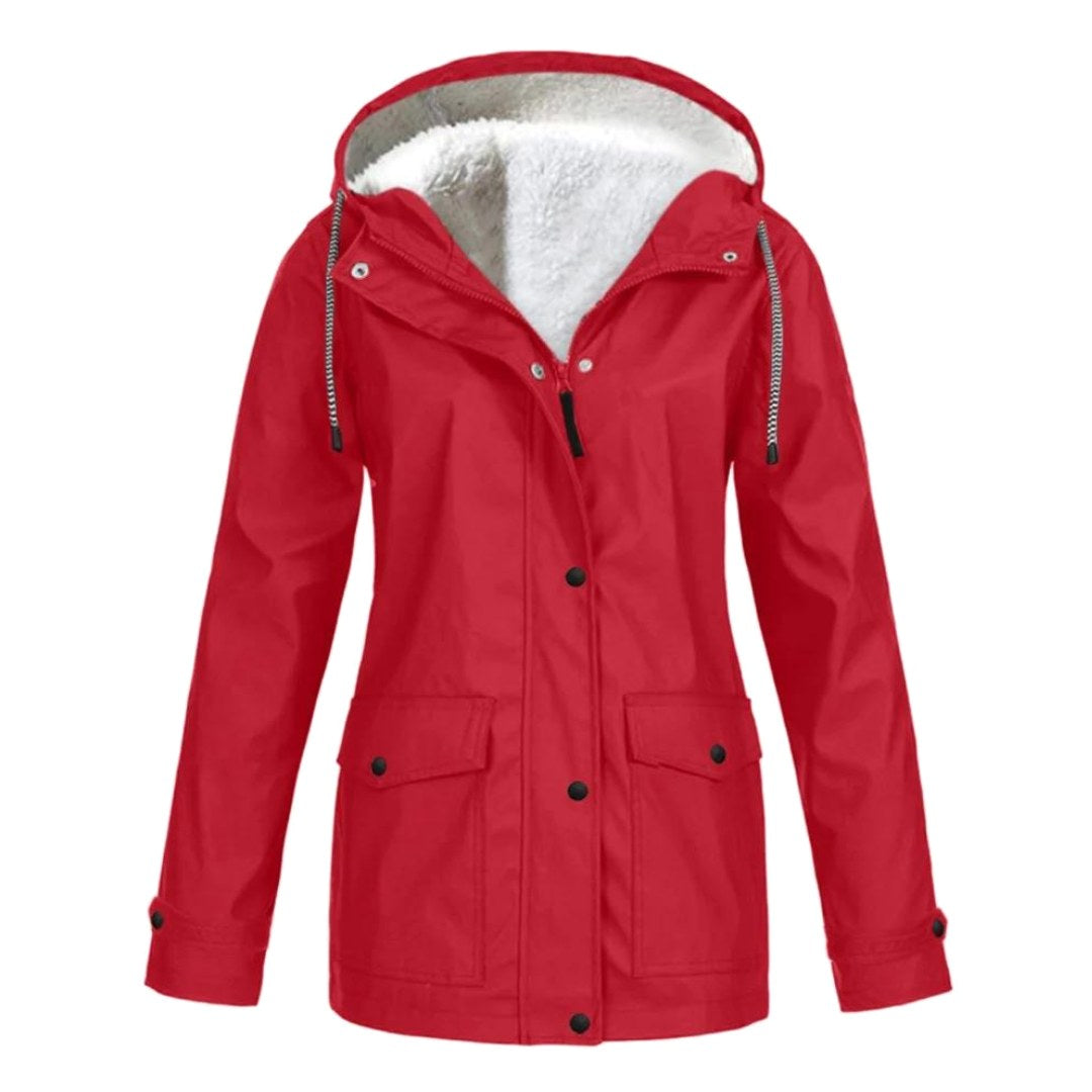 Judith | Women's Windproof Hooded Rain Jacket, Lightweight Autumn Coat | Bella Blue | Light Grey