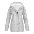 Judith | Women's Windproof Hooded Rain Jacket, Lightweight Autumn Coat | Bella Blue | Yellow