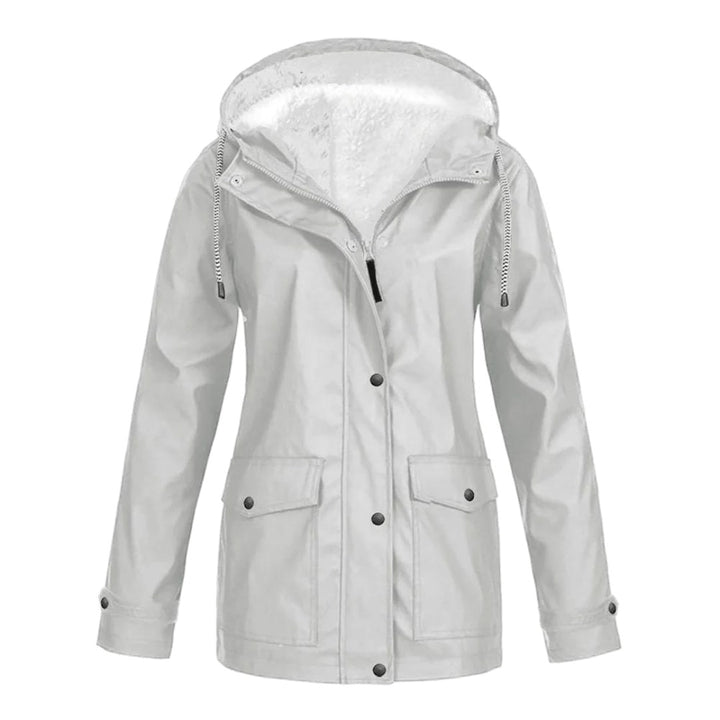 Judith | Women's Windproof Hooded Rain Jacket, Lightweight Autumn Coat | Bella Blue | Yellow