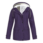 Judith | Women's Windproof Hooded Rain Jacket, Lightweight Autumn Coat | Bella Blue | Green