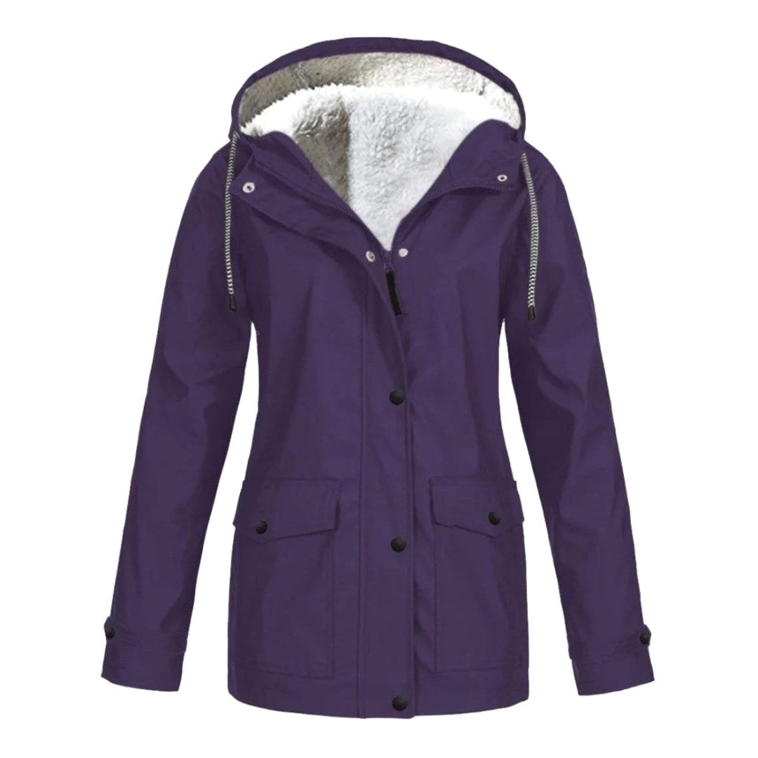 Judith | Women's Windproof Hooded Rain Jacket, Lightweight Autumn Coat | Bella Blue | Green