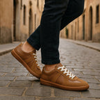 Julian | Men's Lace-Up Shoes with Non-Slip Sole, Classic Lace-Up Trainers | Bella Blue | Brown