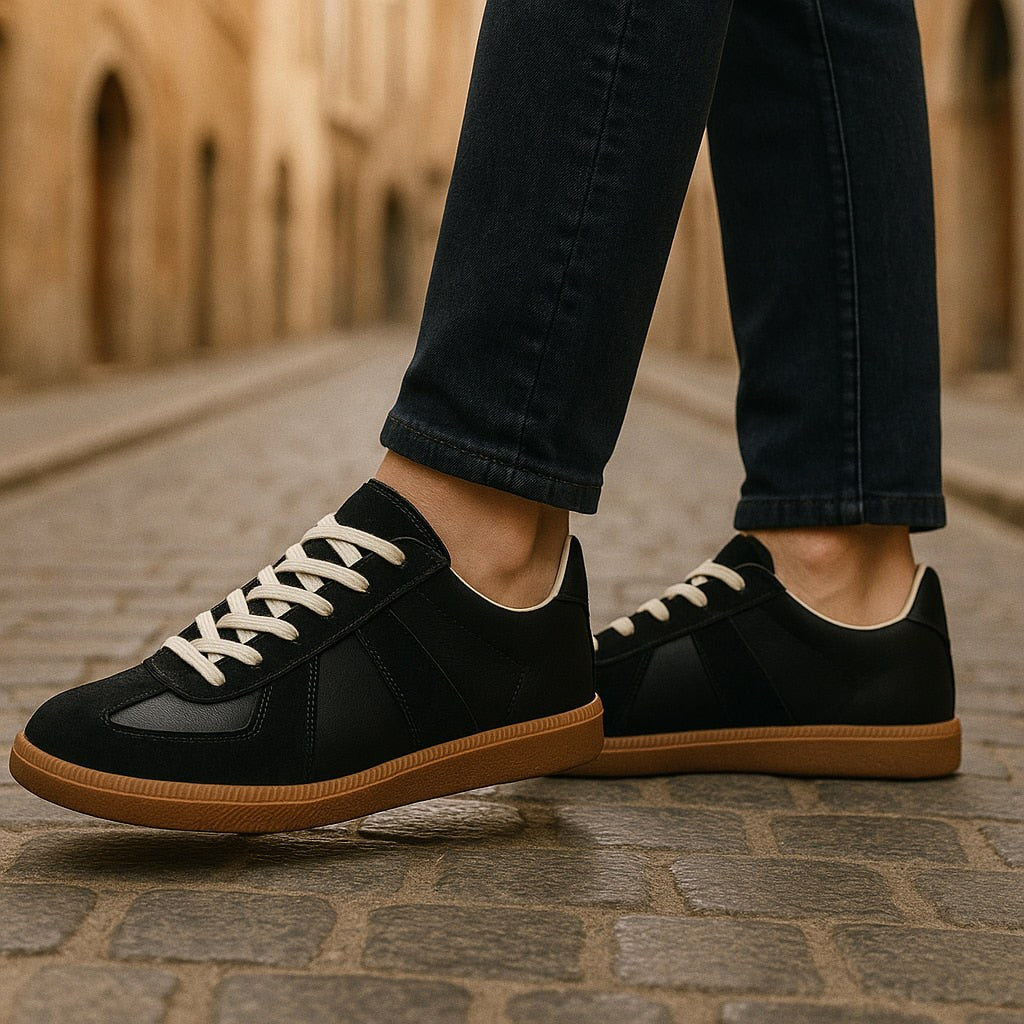 Julian | Men's Lace-Up Shoes with Non-Slip Sole, Classic Lace-Up Trainers | Bella Blue | Brown