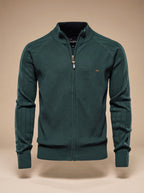 Julian | Men's Fitted Knit Gilet with Full-Length Zip, Quilted Texture Gilet | Bella Blue | Green