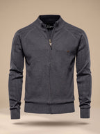 Julian | Men's Fitted Knit Gilet with Full-Length Zip, Quilted Texture Gilet | Bella Blue | Grey