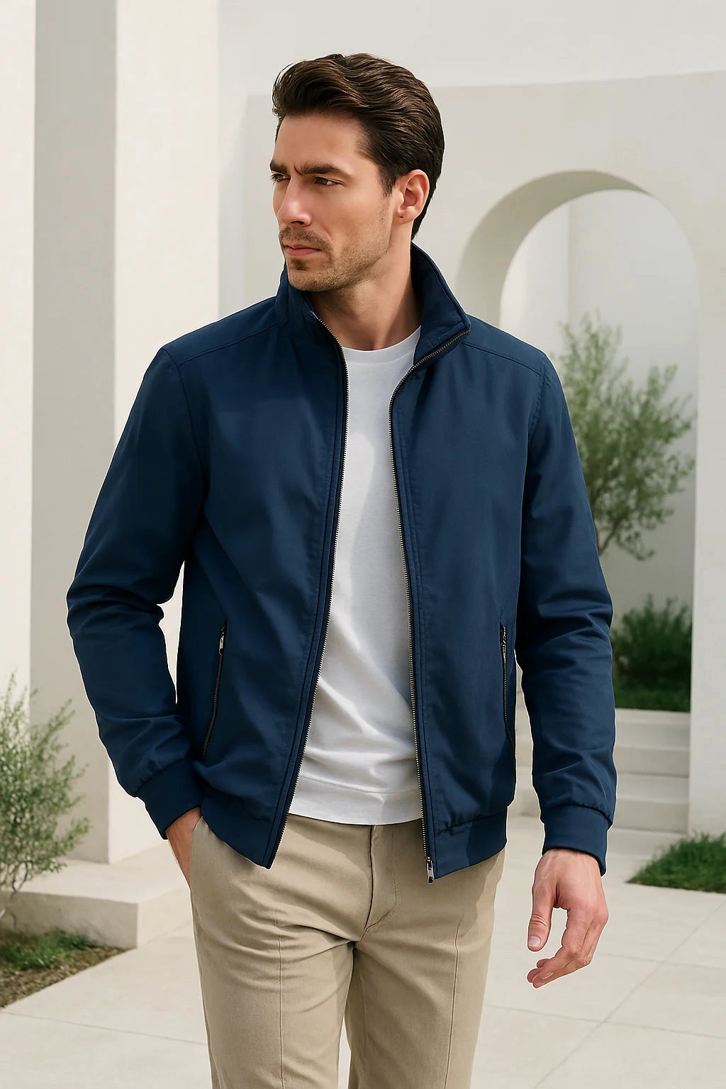Julian | Men's Lightweight Wind-Resistant Jacket, Everyday Transitional Jacket | Bella Blue