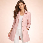 Juliette | Women's Classic Tailored Trench Coat, Lapel Collar Autumn Coat | Bella Blue | Pink
