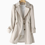 Juliette | Women's Classic Tailored Trench Coat, Lapel Collar Autumn Coat | Bella Blue