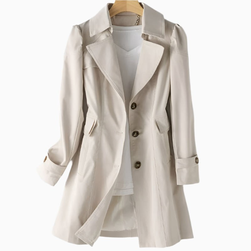 Juliette | Women's Classic Tailored Trench Coat, Lapel Collar Autumn Coat | Bella Blue