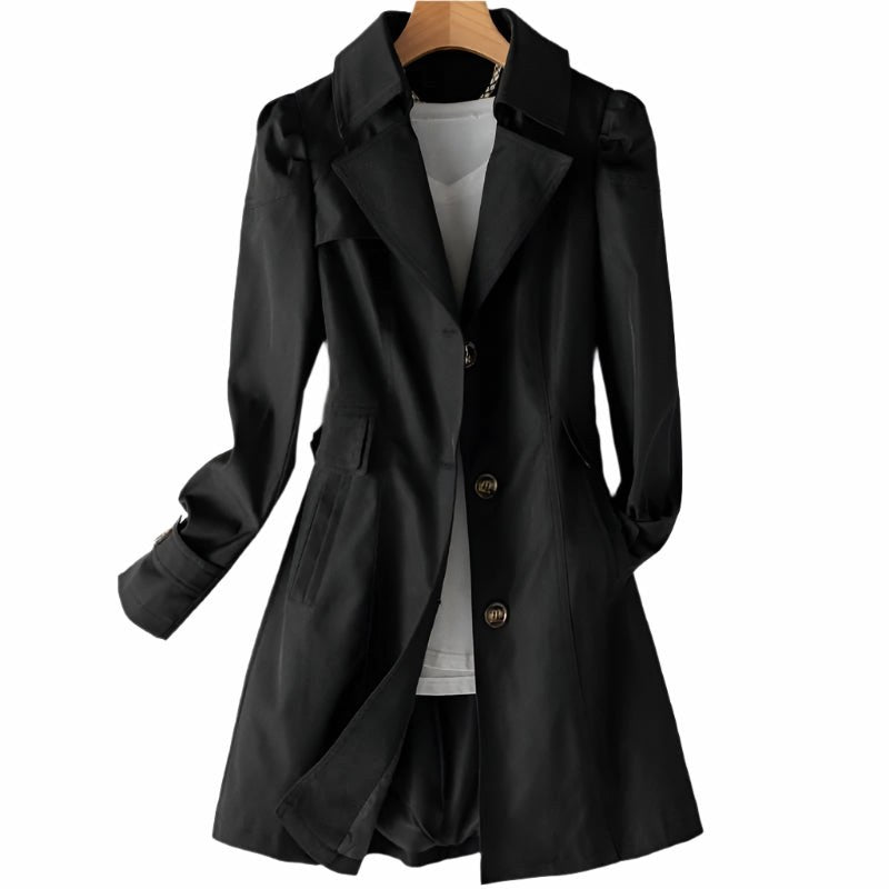 Juliette | Women's Classic Tailored Trench Coat, Lapel Collar Autumn Coat | Bella Blue