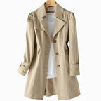 Juliette | Women's Classic Tailored Trench Coat, Lapel Collar Autumn Coat | Bella Blue