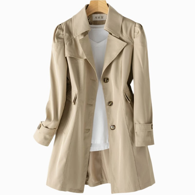 Juliette | Women's Classic Tailored Trench Coat, Lapel Collar Autumn Coat | Bella Blue